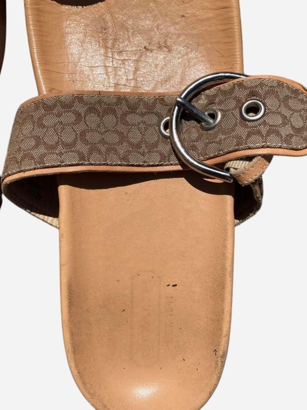 Coach Monogram Canvas Strap Slide Sandals - Tan - Picture 5 of 8